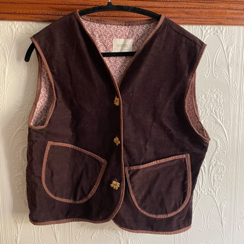 Sumter & Co Brown Corduroy Vest with handmade brass buttons